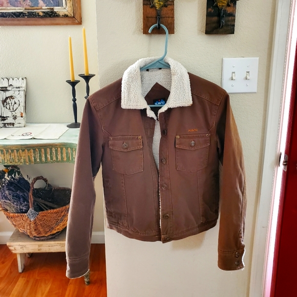 Kavu Jackets & Blazers - Brown Fleece Denim Jacket